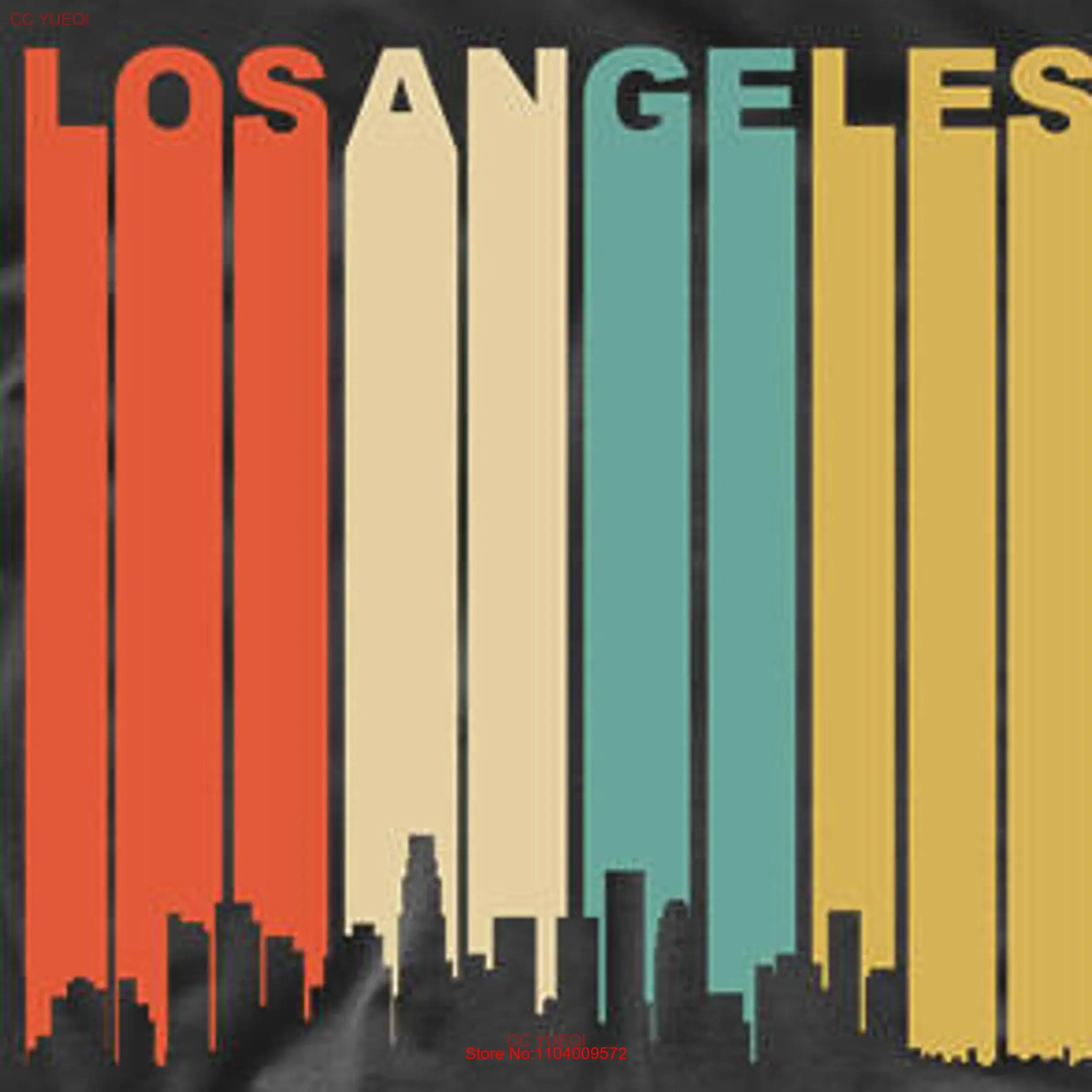 Men's Los Angeles T Shirt Vintage Retro 1970's Style California Downtown Skyline CA long or short sleeves