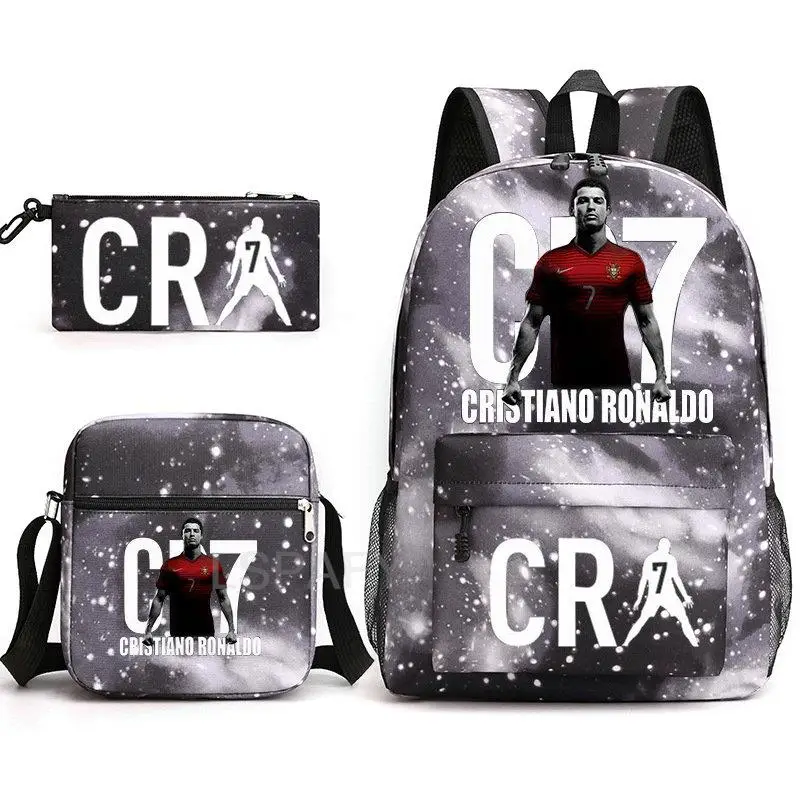 CR7 School Bags 3pcs Backpack CR7 Waterproof Nylon School Bags For Teenager Girls Boys Bookbag Travel Mochilas