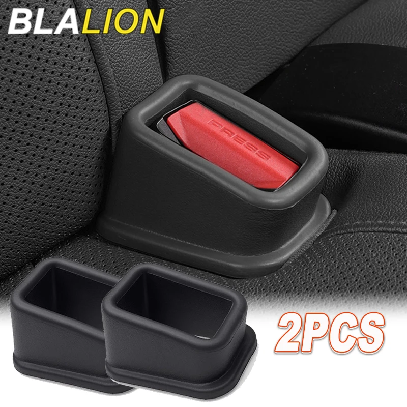 BLALION 2PCS Car Seat Belt Slot Fixer Safety Belts Lock Buckle Fixing Anti-Slip Silicone Holder Auto Interior Decor Accessories