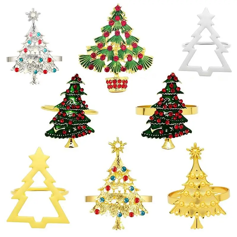 Christmas Napkin Rings Xmas Napkin Holder Rings Wreath For Holiday Party Dinner Table Decoration