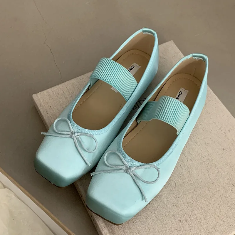 Calzature Scarpe da donna Mary Jane con nodo a farfalla Scarpe da donna basse di lusso alla moda con fascia elastica Ballerine da donna Scarpe da ballo Scivoli