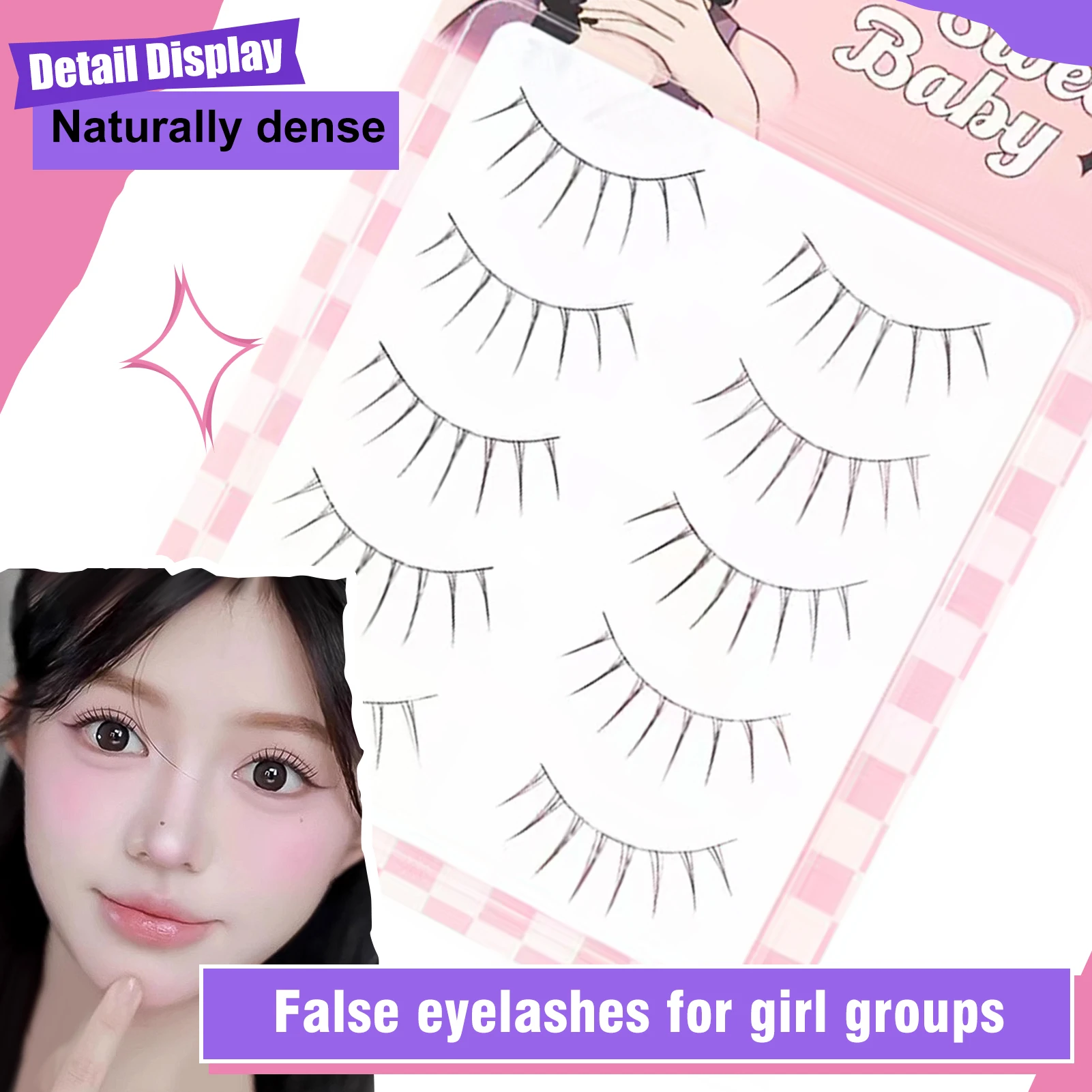 5 pares de pestañas Manga Anime Cosplay pestañas postizas coreanas naturales tira completa pestañas extensión de pestañas suaves para mujeres y niñas