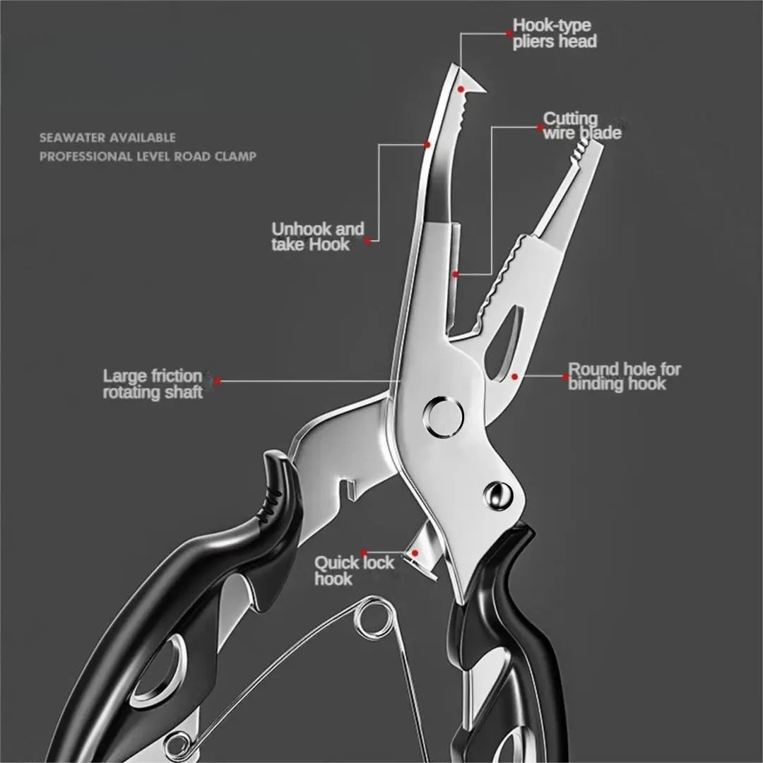 متعددة الوظائف منحني الفم الطريق الفرعية كماشة قطع خطوط فك خطاف الصيد فتح لفائف أدوات الصيد في الهواء الطلق ذو طيات