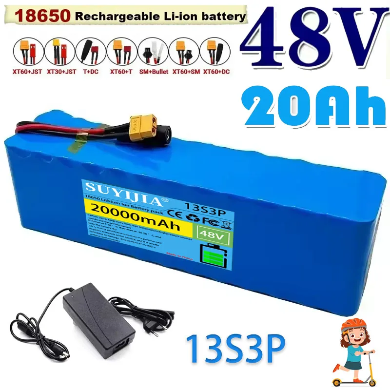

Nouveau 48v 20Ah 1000w 13S3P 20000mah Batterie Lithium-ion 54.6v Batterie Lithium-ion Scooter Électrique Avec BMS + Chargeur