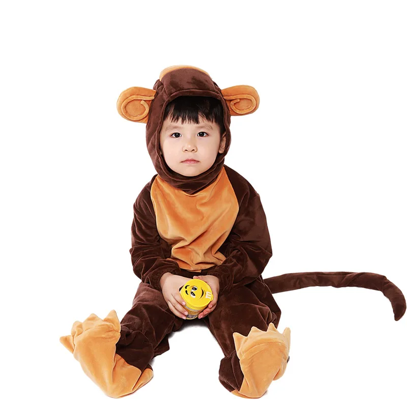 Halloween Monkey Bodysuit Role Play Animal Tights Brown Suit Animal Zoo Adult Children Parent-child Party Performance Clothing