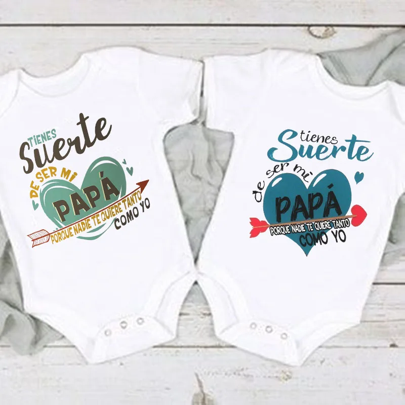 Funny Spanish Print Newborn Baby bodysuit newborn summer Short Sleeve  Clothes Boy Girl Toddler BodySuit Born Crawling Jumpsuit