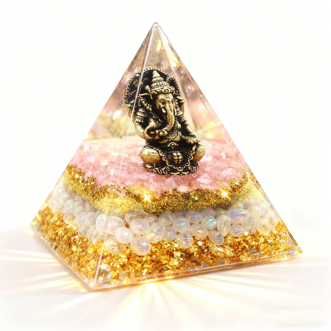 1 قطعة تمثال غانيشا ، تمثال غانيش غاناباتي في هرم أورجون كريستال ، أيدول غانيشا ، زخارف يدوية لسطح المكتب المنزلي #6