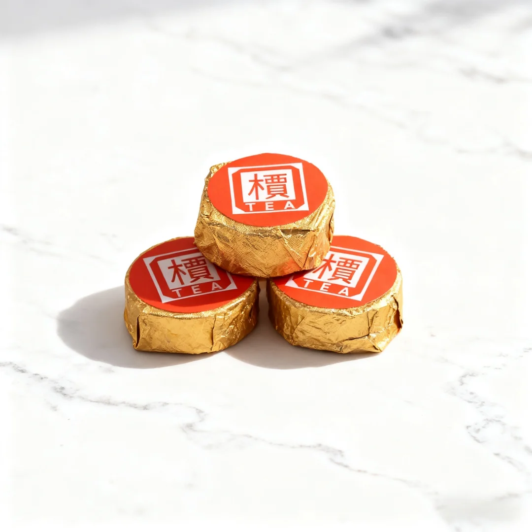 TEA Character Label, Red Adhesive Label, Yunnan Shu/Raw Pu'er Tea Label, Round/Square Pu erh Tea Label Customizable