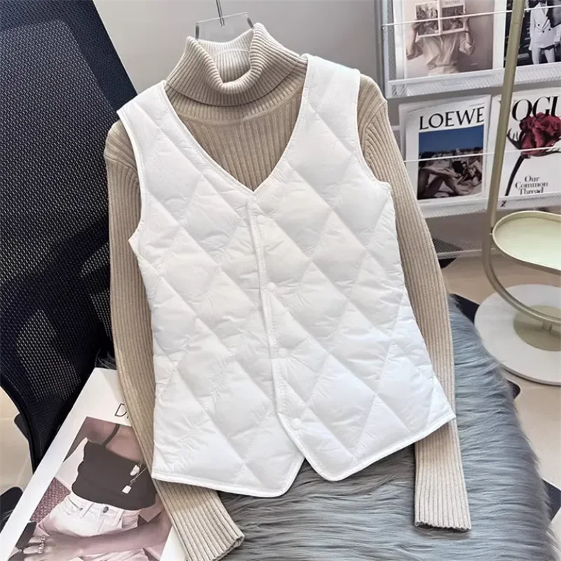 Autumn Winter Cotton Waistcoat Women 2023 New Fashion Frivolous Warm Fleece Tops Pure Colour Button V-Neck Outerwear Female