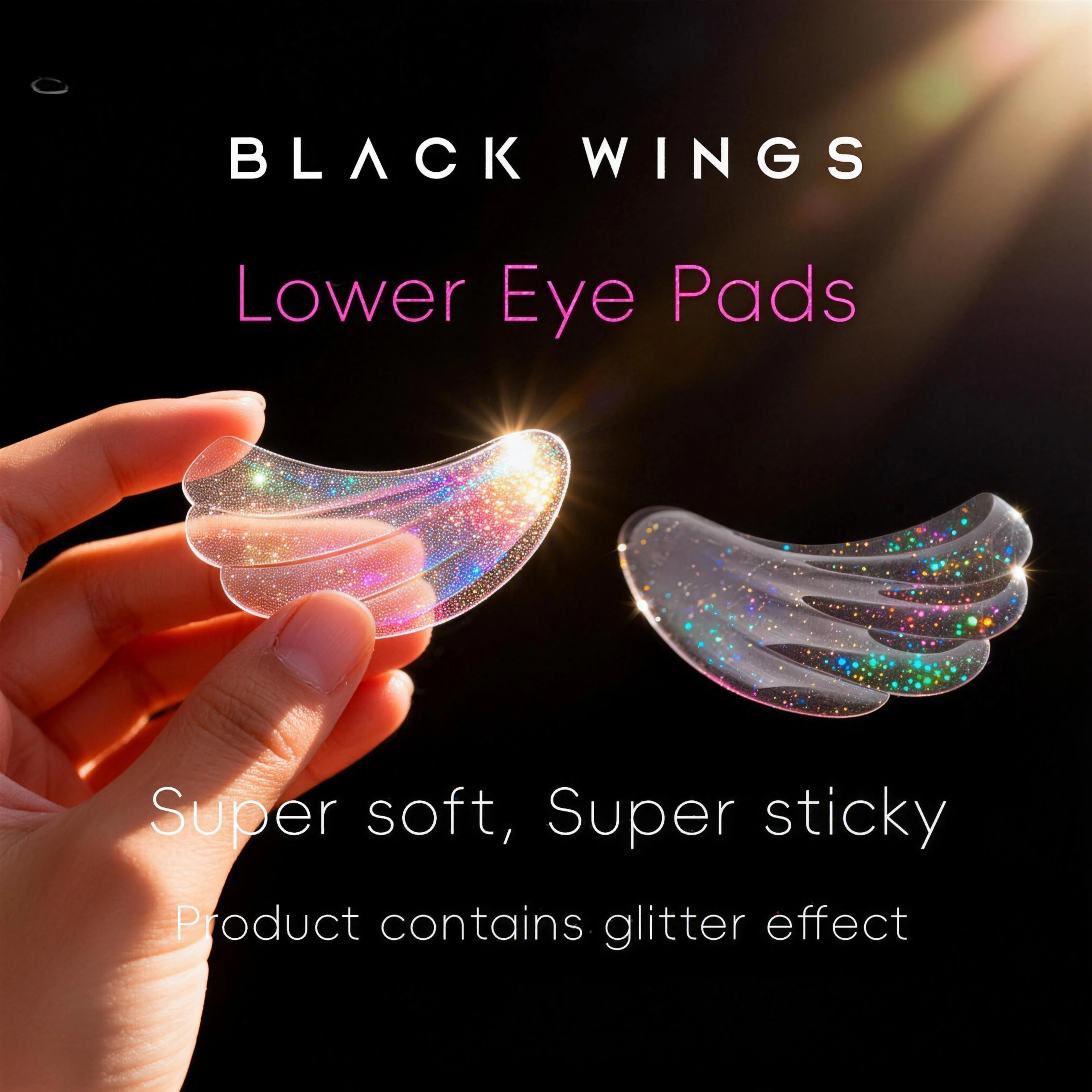 BLACKWINGS Glitter Lower Lash Pads Self Adhesive Lash Lift Pads Reusable Soft Skin-friendly Eyelash Perm Under Eye Pads