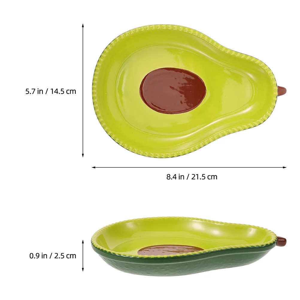 2 Pcs Avocado Ceramic Bowl Watermelon Wood Fruit Spoon Holder for Stove Decorative Ceramics Marble