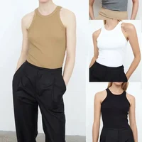 （High  Quality）2026 Women Tops Racer Vest Women Solid Color All-match Elastic Cotton Espera Base Vest LUXURY Nordic Style Casual - Image 4