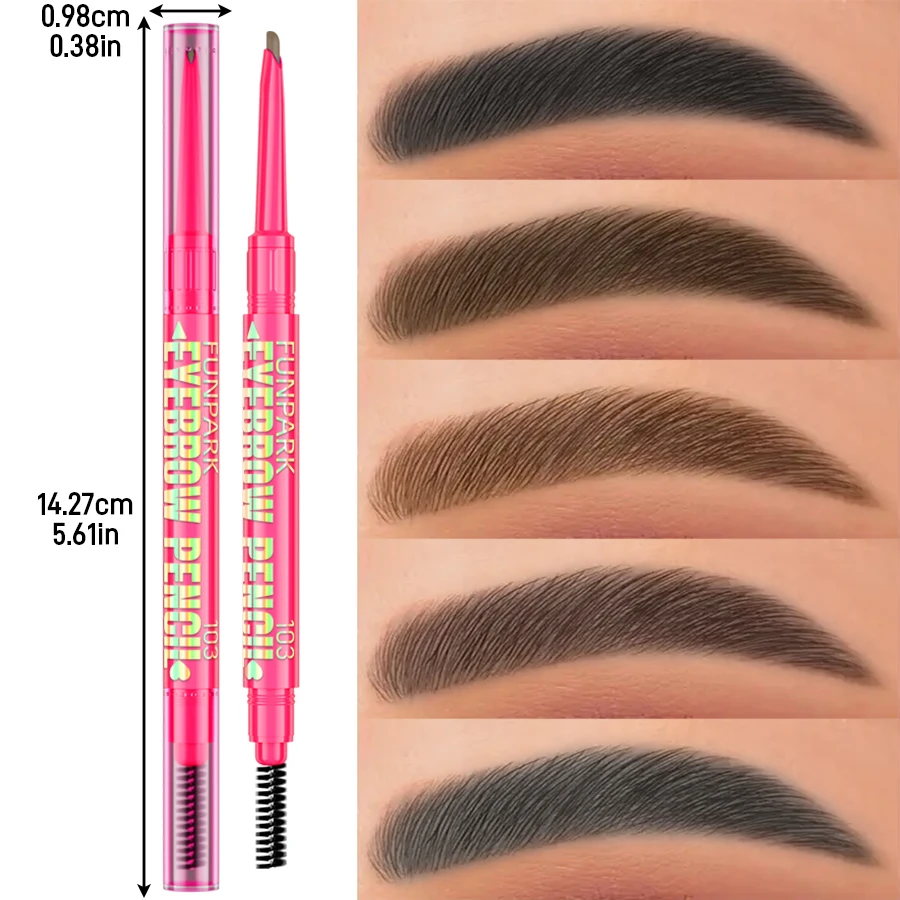 5 色ブラシ付きダブルヘッドアイブロウペンシル 1PC 防水スムーズアイブロウスティック汗防止目韓国メイクギフト化粧品