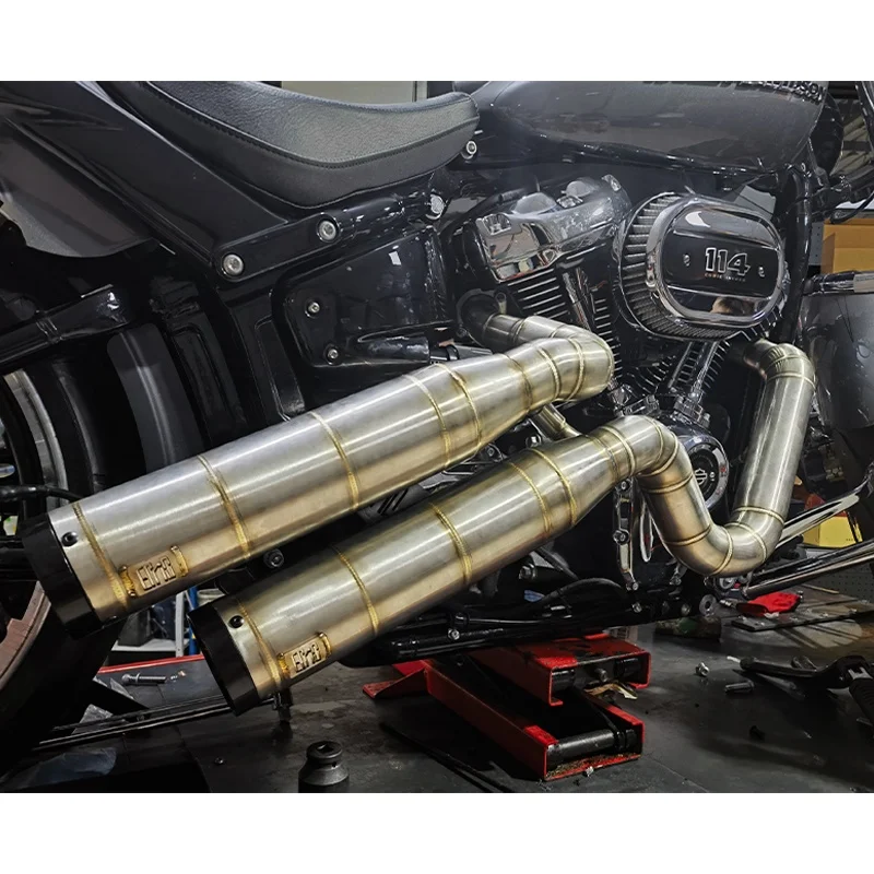 

Titanium Alloy 2-Into-2 Performance Exhaust System, Stainless Steel Retrofit/Upgrade For Heavy Motorcycles