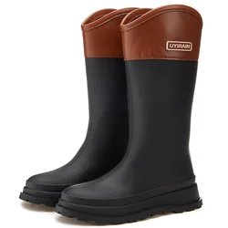 Shoes Boots Knee High Solid Soft Rainboots Shallow Women's Rain Shoes Women's Adult Galoshes High Boots Four Season Water Shoes