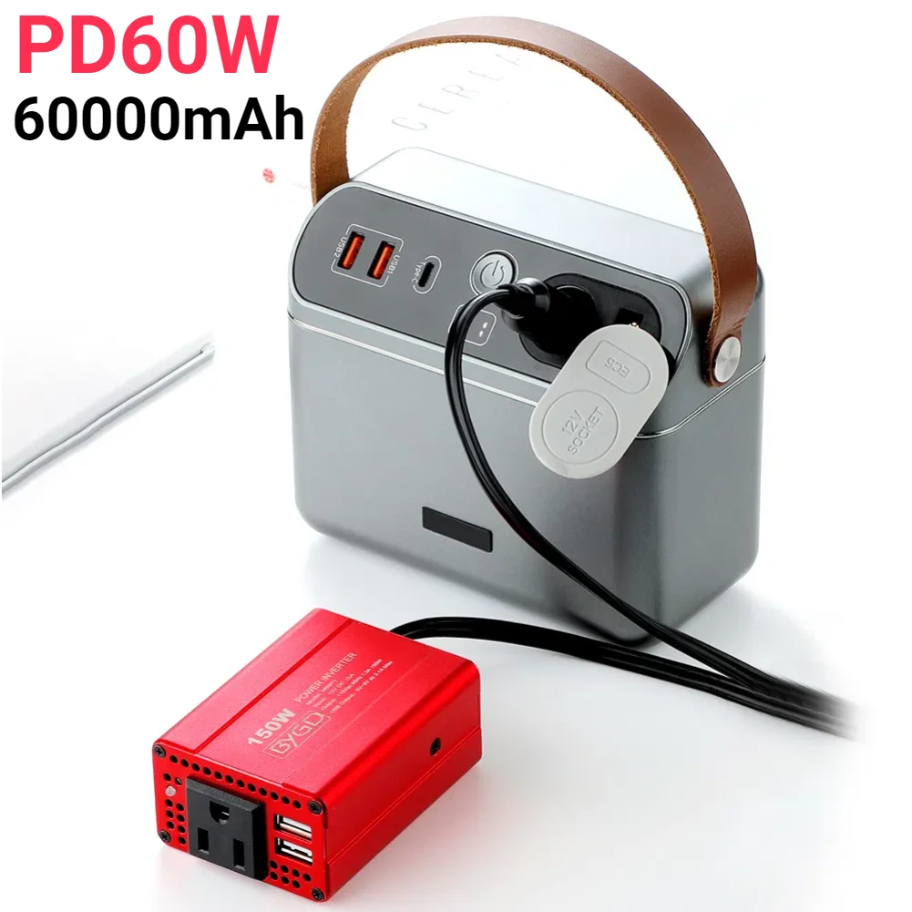 Cargador de 150W para coche, dispositivo de arranque de 3 puertos, 60000mAh, USB tipo C, fuente de alimentación para exteriores, Camping, viaje, emergencia