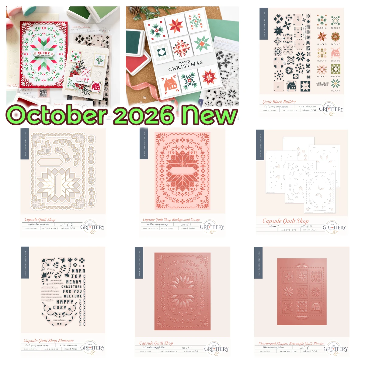 Oktober 2026 Neue Quilt-Block-Bau-Metall-Stanzformen, Stempel, Schablonen, Heißfolienprägung für DIY-Scrapbooking, Geschenkkarten, handgemachtes Album