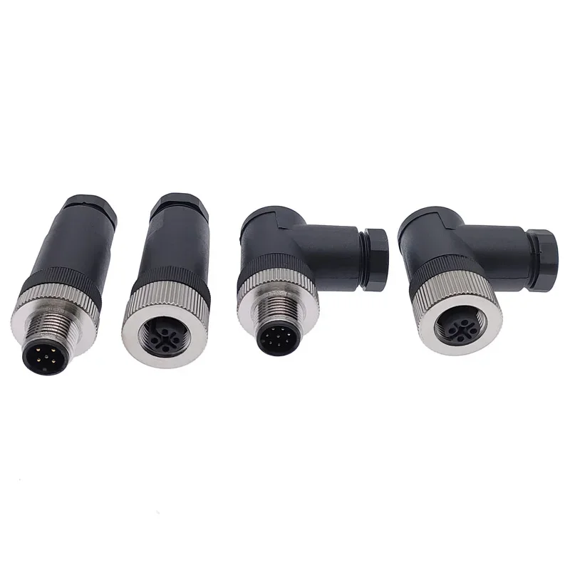 M12 sensor connector 4pin 5pin M12-8 waterproof male&female plug screw threaded coupling A Code sensor connectors