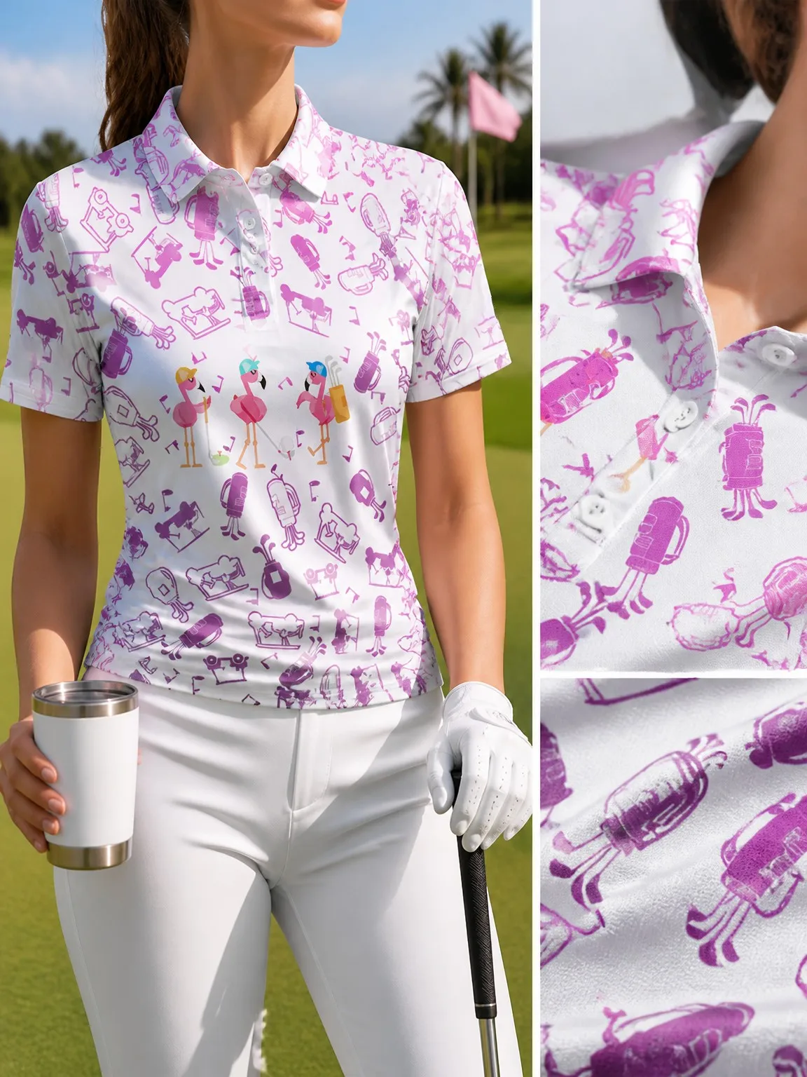 2026 Summer New Women's Polo Shirt Printed Work Sports Casual Women's Top Golf Shirt Short Sleeve Turn-Down Collar Shirt