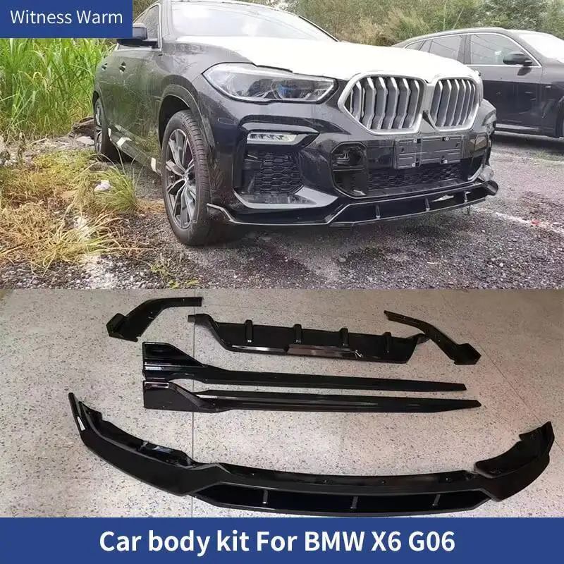 Lèvre de pare-choc avant noir ABS, diffuseur arrière, becquet arrière, jupe latérale d'angle pour BMW X6 G06 M Kit 2019 2020 2021