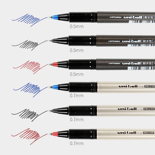 Imagen 2 del producto Bolígrafo de Gel UNI japonés para escribir, 3/5 Uds., 0,7/0,5mm, oficina de negocios, bolígrafo de firma negro, rojo y azul, UB-155/177, papelería escolar y de oficina