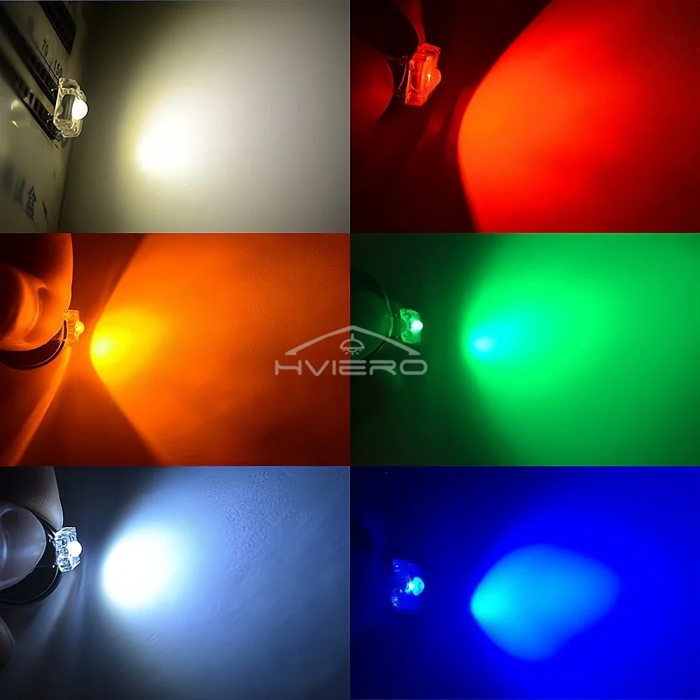 100/200/500/1000X 3mm Piranha Flux Diode LED Red Green Blue Yellow Dome Lighting Beads Wide Angle Super Bright Leds Diodes Bulb