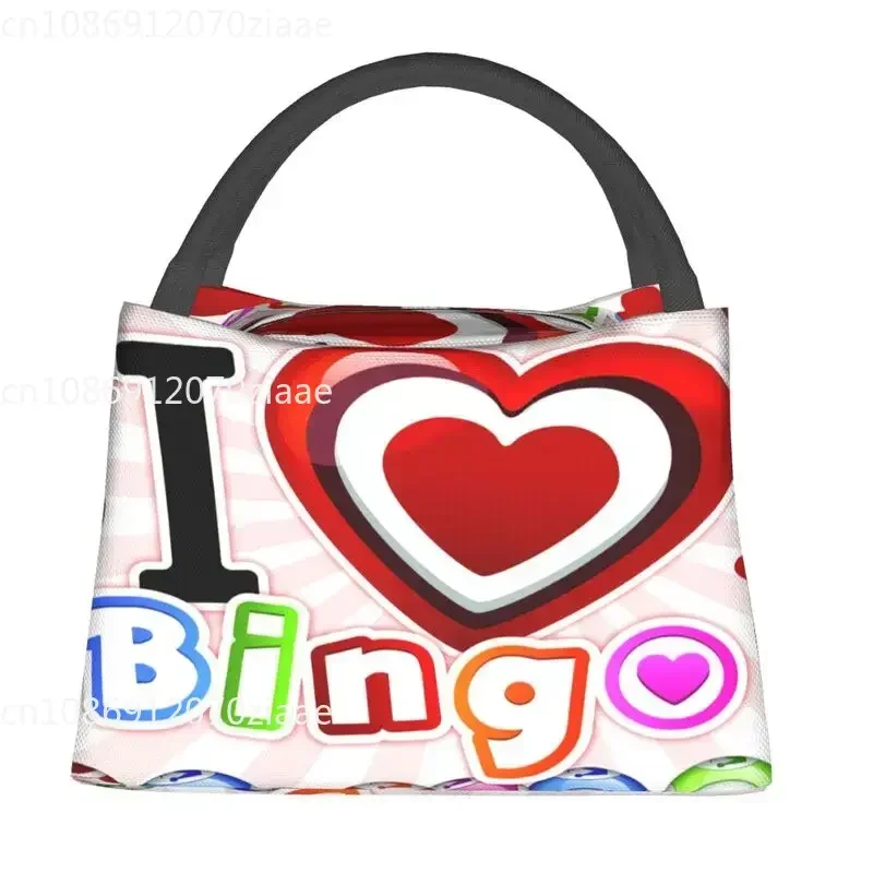 I Love Bingo Game Insulated Lunch Bags for School Office Waterproof Cooler Thermal Lunch Box Women lunchbag