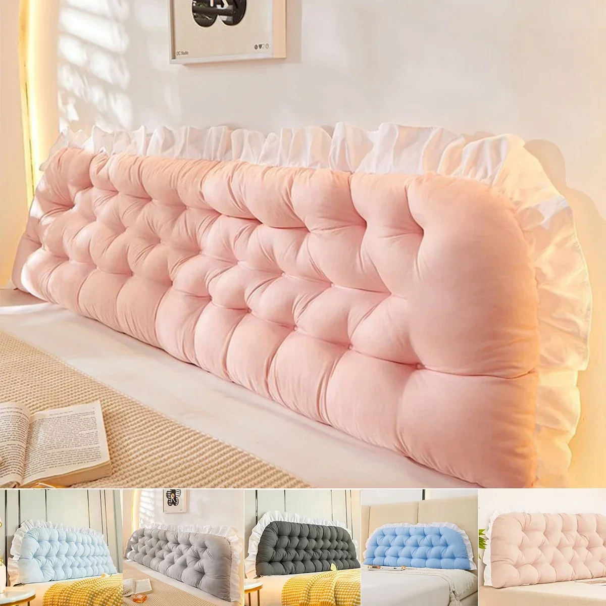 Rectangular Pillow Headboard Backrest Cushion Large Soft Bedside Cushion Oversized Bolster Sofa Pillow Bedroom  Household Item