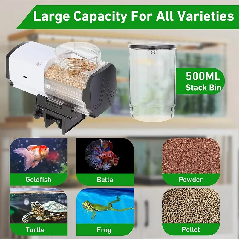 Intelligent Timed Feeder Fish Tank Feeder Aquarium Automatic Feeder Large Capacity Fish Tank Feeder Digital Display Feeder