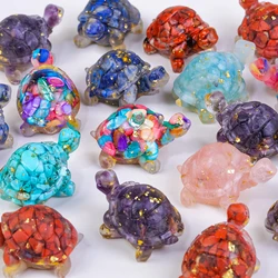 1pc Natural Crystal Gravel Drip Resin Small Turtle Crystal Handicraft Car Home Desktop Decoration Ornaments