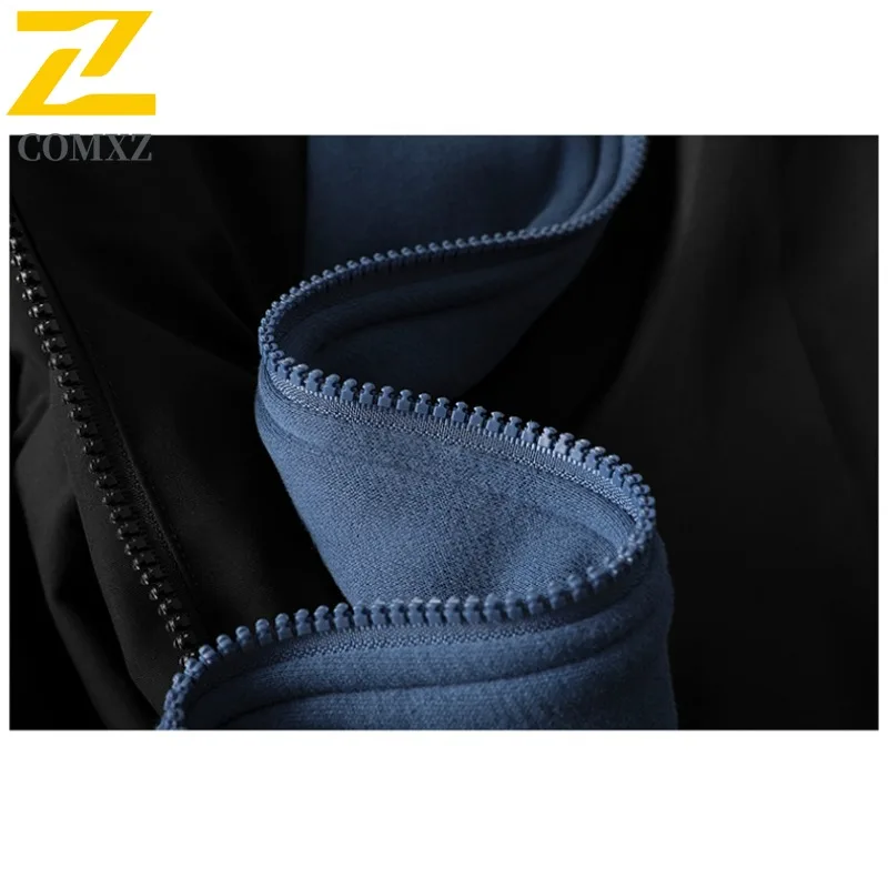 COMXZ 2025 New High Quality Fleece Lined Thick Hooded Cotton Jacket Two Piece Style Winter Coat for Men lightweight windbreaker