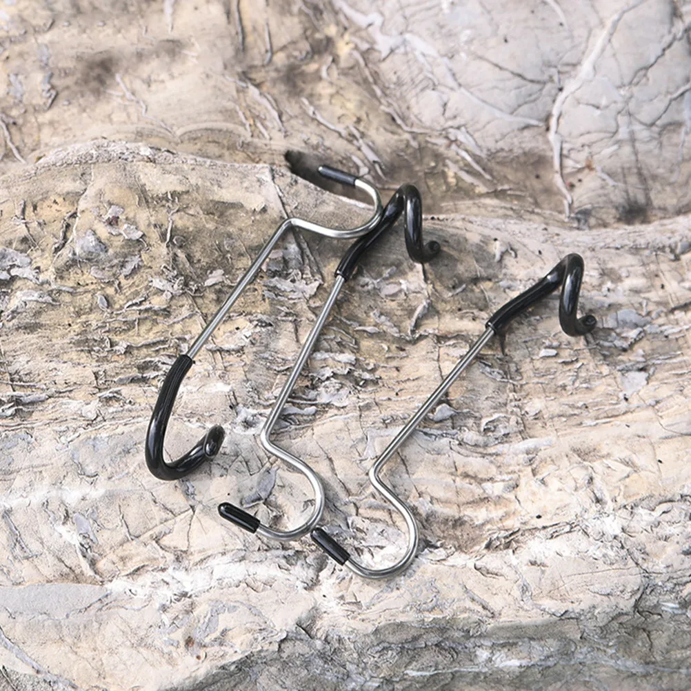 

2Pcs Lightweight Stainless Steel Camping Hooks with Spiral Design Rubber Coated for Hanging Lights Clothes Bags Outdoor Gear