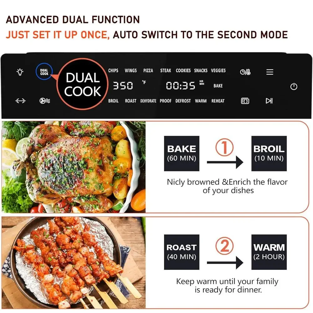 32QT Extra Large Toaster Oven Air Fryer Combo 18-in-1 Convection Bake Roast Broil Toast Dehydrate Rotisserie Timer Dual Function