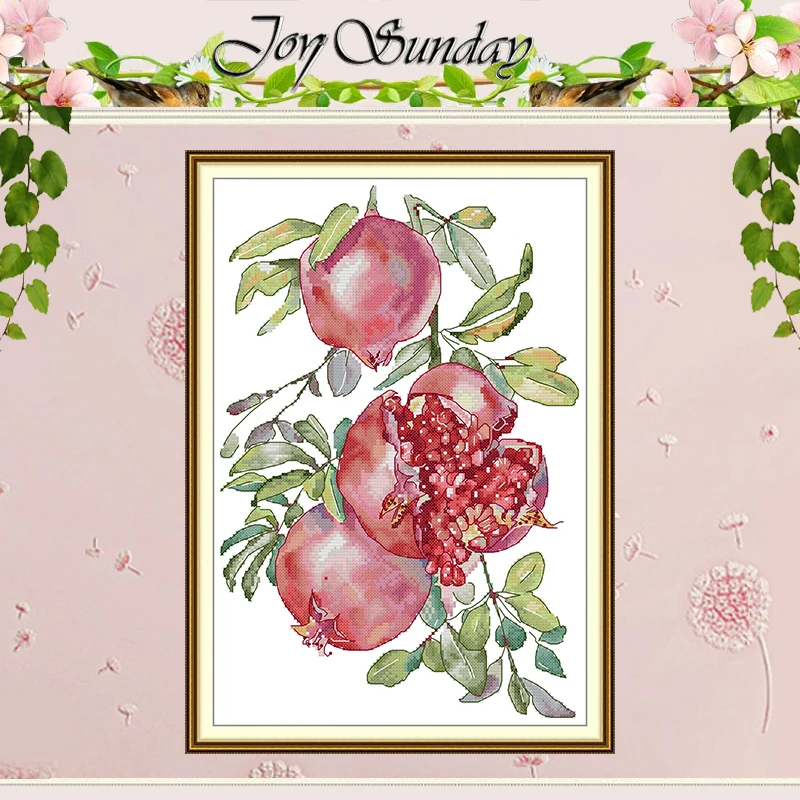 

Watercolor Red Pomegranate Patterns Counted Cross Stitch Set 11CT 14CT 16CT HD Stamped Cross-stitch Kit Embroidery Needlework