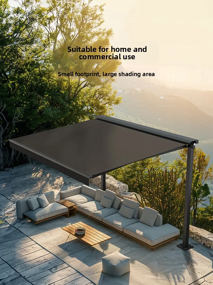 Awning Telescopic canopy Electric balcony Commercial community Cafe Outdoor unilateral column Parking shed