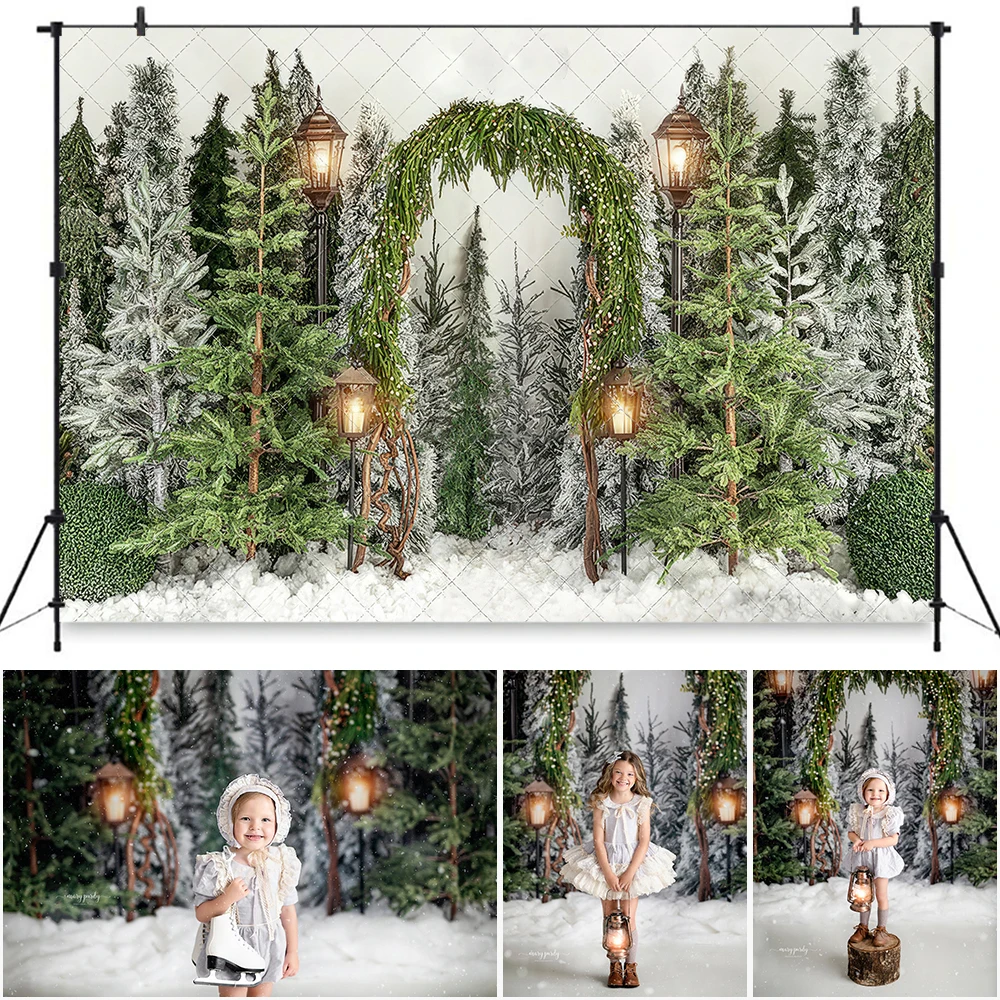 子供の写真の背景クリスマスツリー農場散歩冬の雪写真スタジオのアクセサリーポートレートケーキ小さな写真撮影の背景
