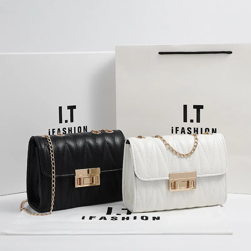 Cross border trendy handbag for women in fashionable new striped embroidered chain bag shaping bag elegant one shoulder