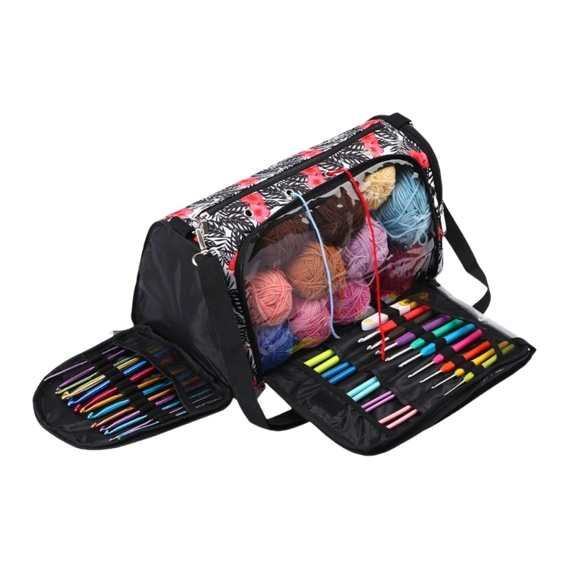 Crochet Craft Project Bag Travel Yarn Organizers Bag for Crocheting Yarn Hook