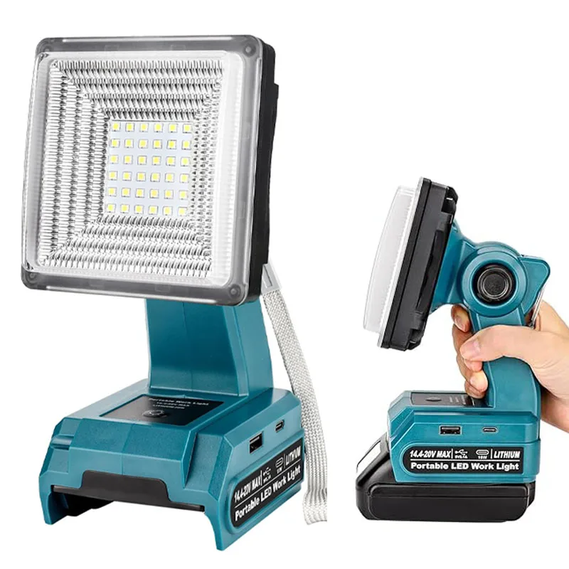 Światło LED do Makita 18V akumulator litowo-jonowy składana lampa LED reflektor kempingowy przenośna latarka awaryjna oświetlenie zewnętrzne USB