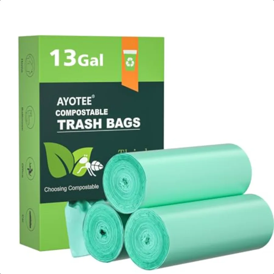 

Компостируемые мешки для мусора, высота 13 галлонов, кухня, 45 шт., биоразлагаемые мешки для мусора, 13-галлонный мешок для мусора, большой мешок для компоста для комплекта