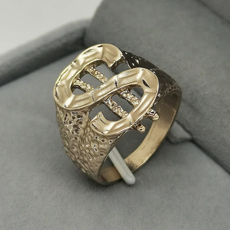 Luxury Golden Dollar Sign Bling Trendy Ring for Men Fashion Hip Hop Rock Party Jewelry Ring Mens Jewellery Gift Wholesale