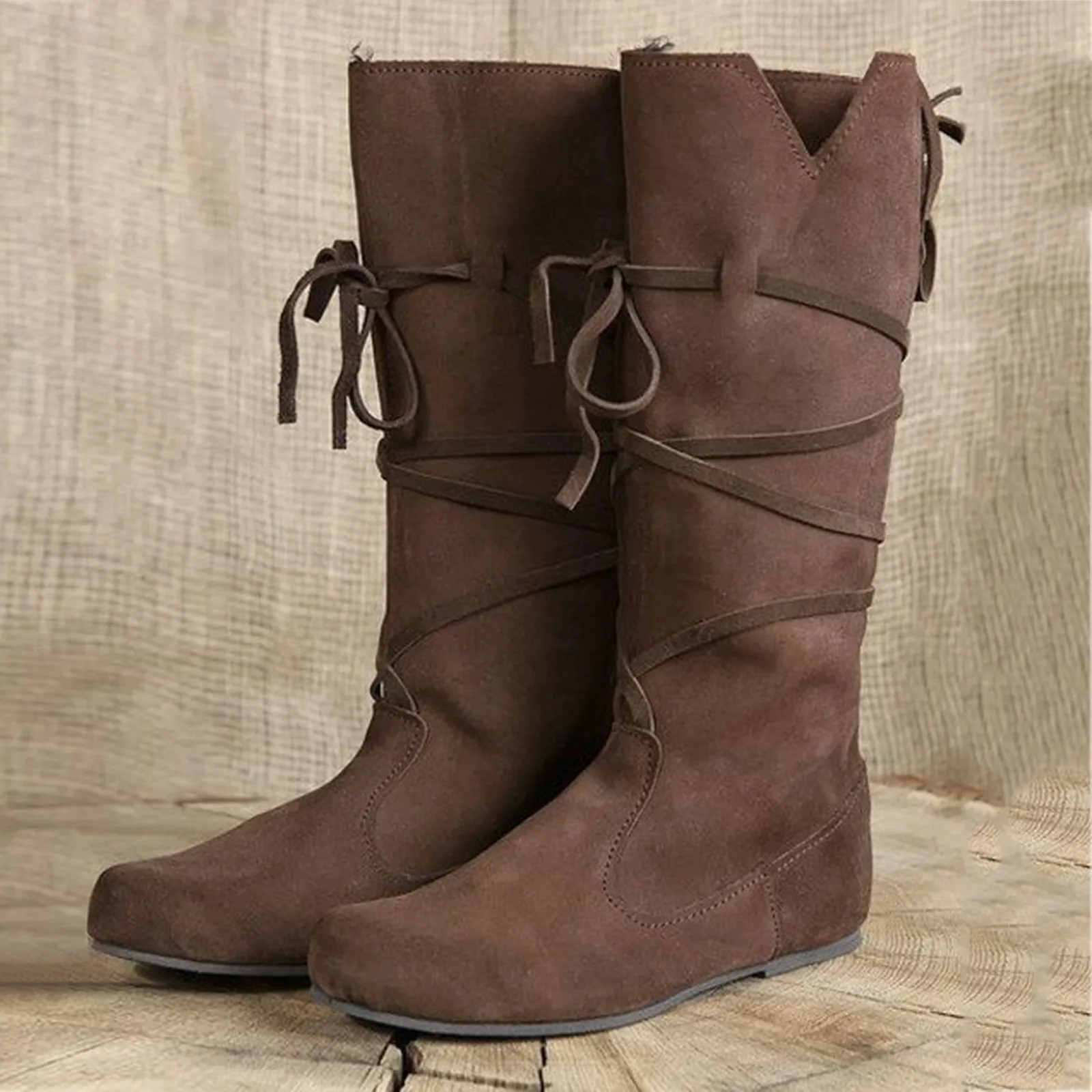 

Medieval Viking Costume Retro Men’S Knight Boots Pu Leather Nordic Warrior Cosplay Fancy Carnival Party Anime Shoes Women'S Boot