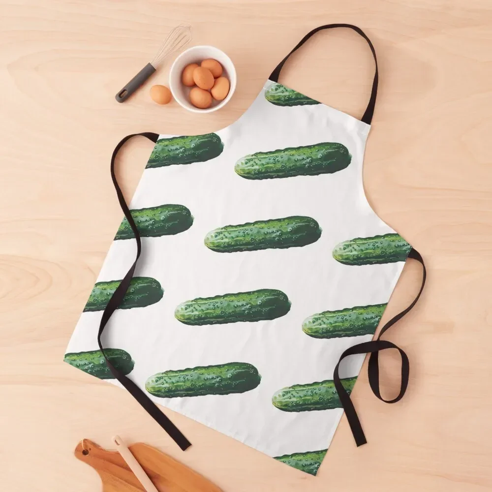 Vibrant gherkin in gouache Apron chef costume for women with pocket Kitchen on the wall Bib For Kitchen Apron