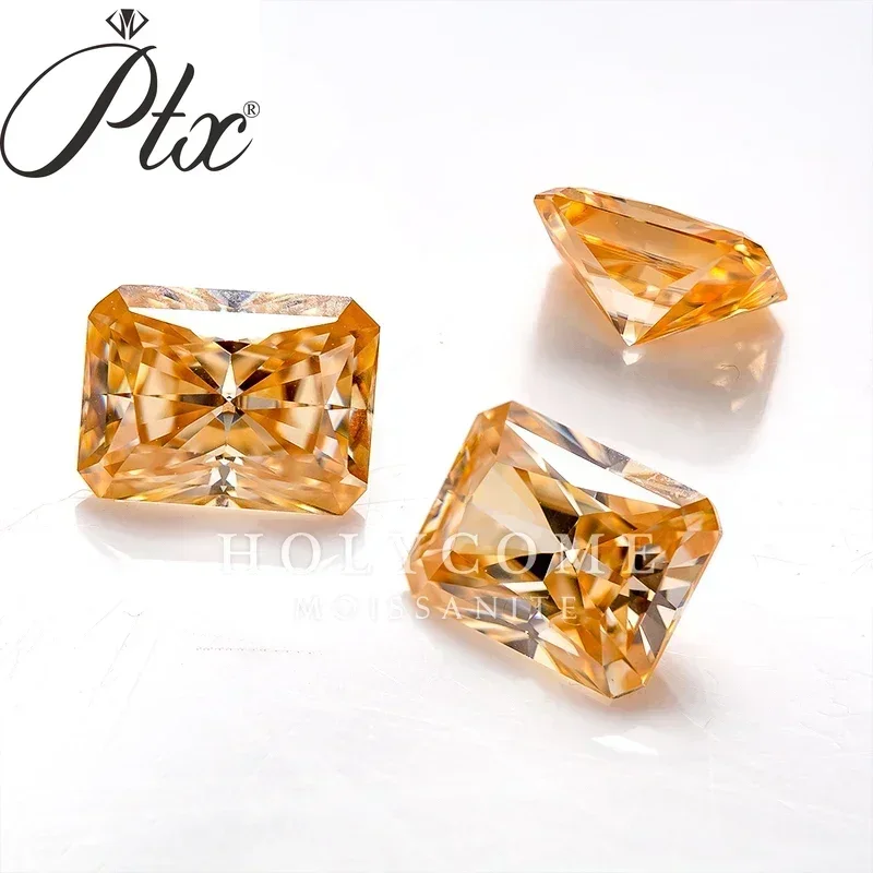 3X5-8x12mm Loose Moissanite Champagne Color Radiant Shape Brilliant Gemstone Diamond VVS1 Clarity for Engagement Jewelry Making