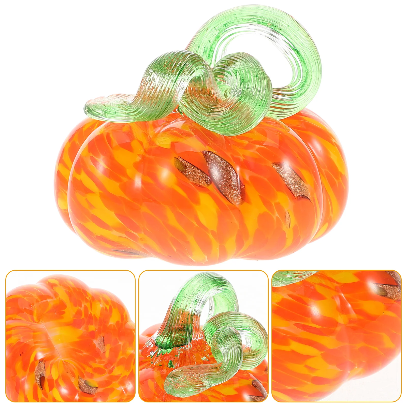 

80mm Handmade Glass Pumpkin Halloween Thanksgiving Table Decor Rustic Country Style Blown Glass Orange Harvest Statue