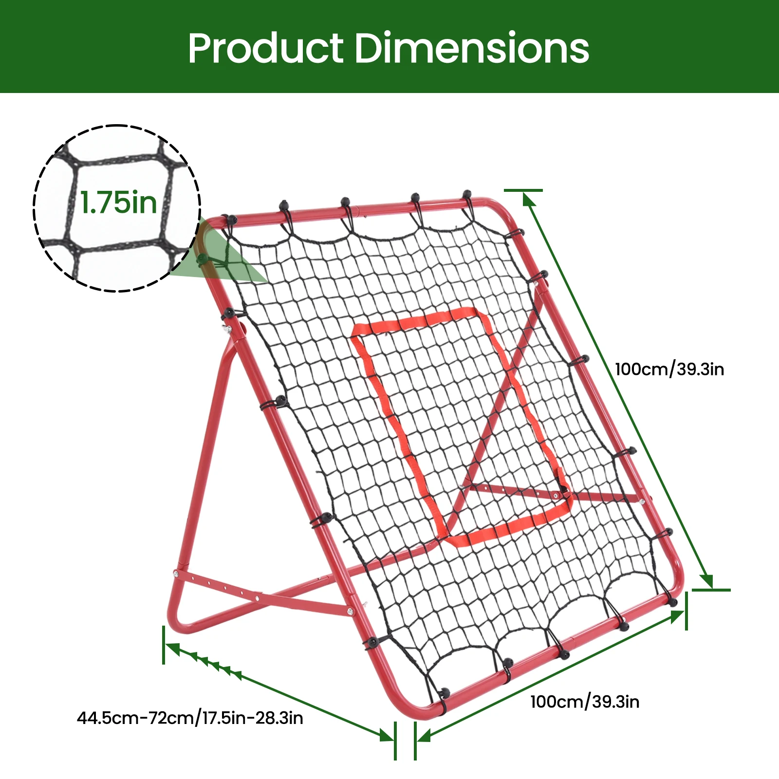 شبكة انتعاش كرة القدم المحمولة 39*39 بوصة قابلة للطي في الفناء الخلفي لكرة القدم هدف الهدف صافي ركلة المدرب لممارسة الطائرة والعثرة #2