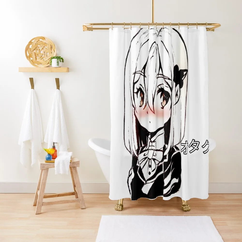 

An anime girl so cute manga aart geek otaku Shower Curtain Shower For Bathroom Bathtub In The Bathroom Waterproof Shower Curtain