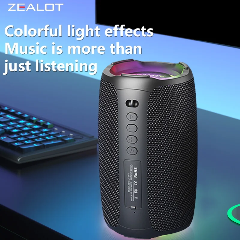 Zealot-S61 Bluetooth Speaker,with IPX6 Waterproof Protection and Outdoor Bass Sound for Backyard and Beach Party,10W Loudspeaker view 7