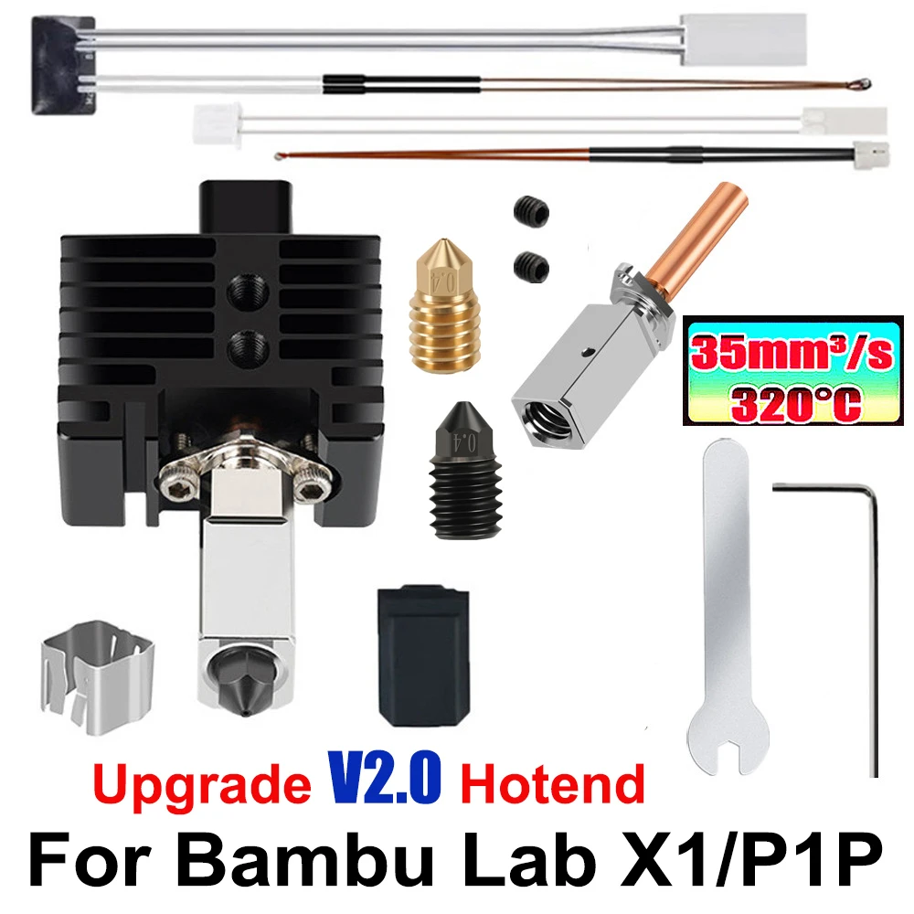 

Hotend for Bambu Lab X1 X1C P1P P1S with 0.4mm Hardened Steel Nozzle Accessories Assembly Kit Upgrade Bambulab P1P P1S Hotend