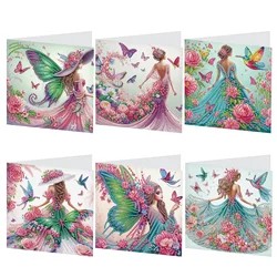 6 Pcs Diamond Art Painting Greeting Cards Kits,Woman Festival Greeting Cards with Envelopes Diamond Art Crafts Birthday Cards